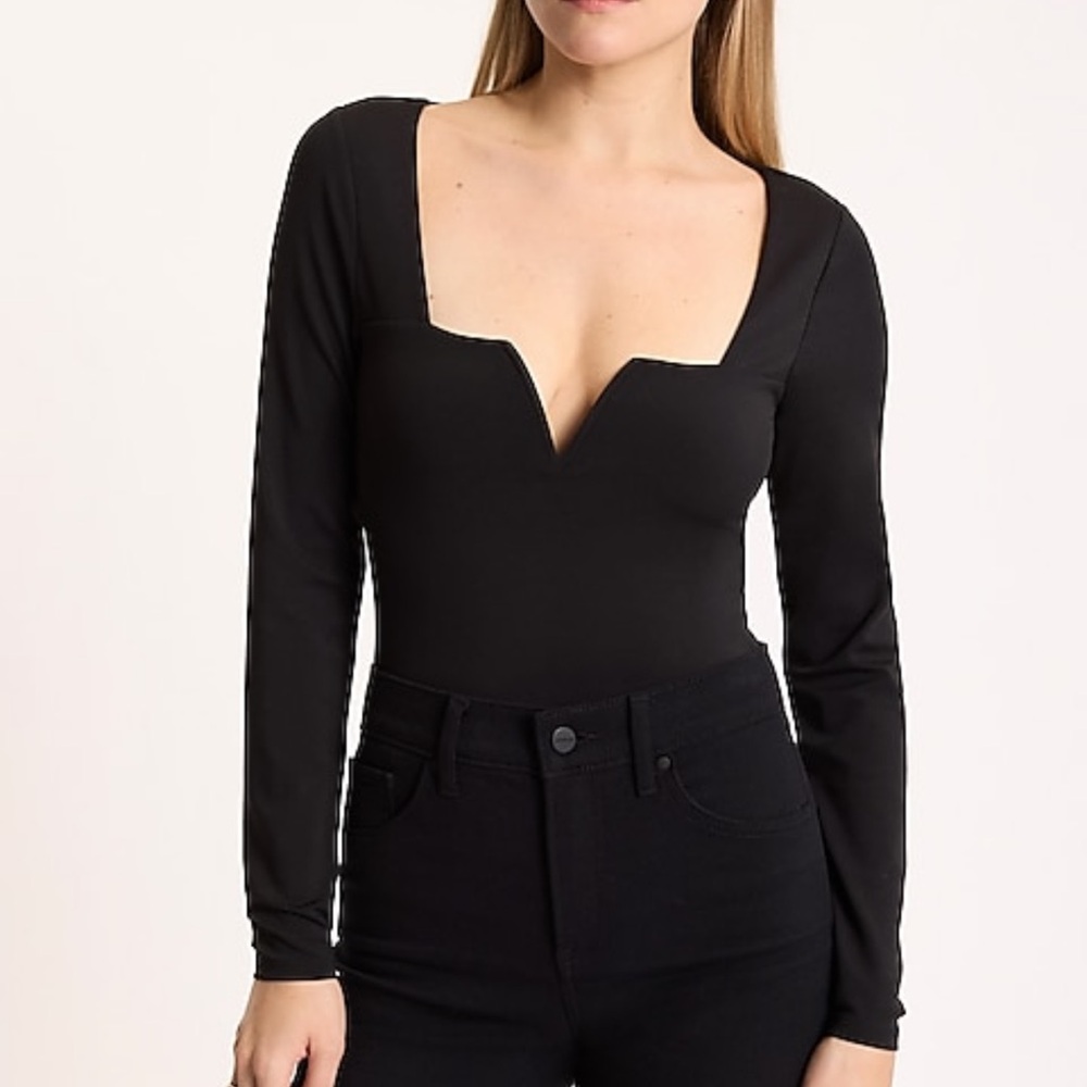 Express Black Long Sleeve V Neck Shirt